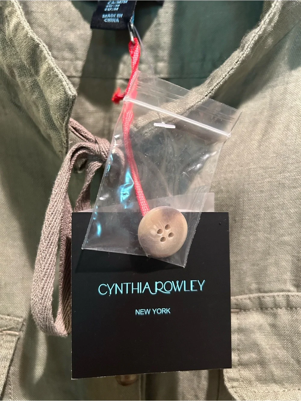 Cynthia Rowley Olive Utility Drawstring Waist Jacket Size M